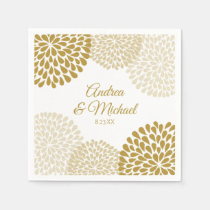 Gold & Champagne Floral Wedding Napkins Serviette