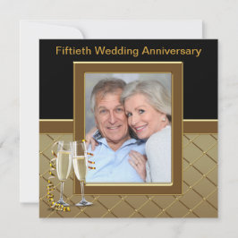 Gold Champagne Foto 50 Jahre Party Einladung