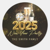 Gold Champagne Frohes neues Jahr 2025 Sticker (Vorderseite)