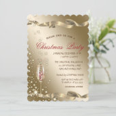 Gold Champagne Glass Corporate Christmas Party Einladung (Stehend Vorderseite)