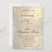 Gold Champagne Glass Sparkle Confetti Party Einladung (Vorderseite)