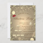 Gold Champagne Glass Tree Stars Weihnachtsunterneh Einladung (Vorderseite)