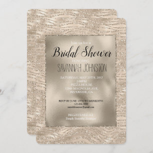 Gold Champagne Glitzer Zebra Print Brautparty Einladung