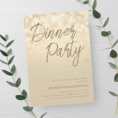 Gold Champagne Lights Script Dinner Party Einladung