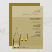 Gold Champagne Milestone Geburtstagsparty Einladun Einladung (Vorne/Hinten)