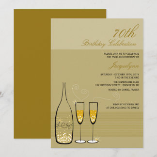 Gold Champagne Milestone Geburtstagsparty Einladun Einladung