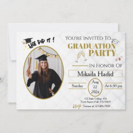 Gold Champagne Minimalistisch Graduation Party Einladung