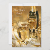 Gold Champagne New Years Party Einladung (Vorderseite)