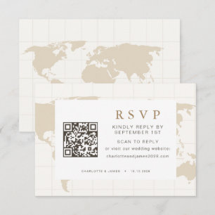Gold Champagne QR Code Hochzeitswebsite RSVP Karte