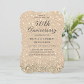 Gold Champagne Shimmer 50. Hochzeitstag Einladung (Stehend Vorderseite)