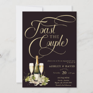 Gold Champagne   Toast   Engagement Einladung