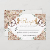 Gold Champagne Western Quinceanera RSVP Card (Vorne/Hinten)