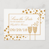 Gold Champagner-Bläschen zum Hochzeitsfeiern Ankündigungspostkarte (Vorderseite)