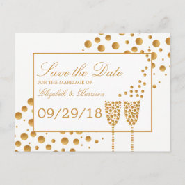 Gold Champagner-Bläschen zum Hochzeitsfeiern Ankündigungspostkarte