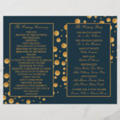 Gold Champagner Bubbles Blue/Gold Hochzeitsprogram (Rückseite)