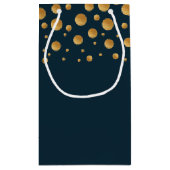 Gold Champagner Bubbles, Blue & Gold Wedding Kleine Geschenktüte (Rückseite)