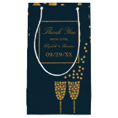 Gold Champagner Bubbles, Blue & Gold Wedding Kleine Geschenktüte (Vorderseite)