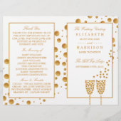 Gold Champagner Bubbles Wedding Bi-fold Programm (Vorderseite)