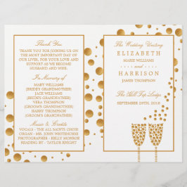 Gold Champagner Bubbles Wedding Bi-fold Programm