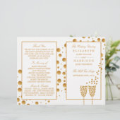 Gold Champagner Bubbles Wedding Bi-fold Programm (Stehend Vorderseite)