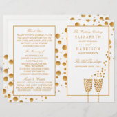 Gold Champagner Bubbles Wedding Bi-fold Programm (Vorne/Hinten)