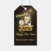Gold Champagner Cheers Silvester Party 2025 Geschenkanhänger (Vorderseite)