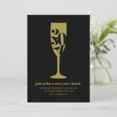 Gold Champagner Glass 2024 Silvester-Party Einladung (Stehend Vorderseite)