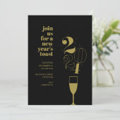 Gold Champagner Glass 2024 Silvester-Party Einladung (Stehend Vorderseite)