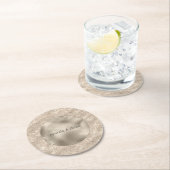 Gold Champagner Glitzer Zebra Print Glaver Runder Pappuntersetzer (Vor Ort)