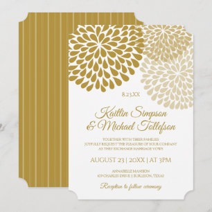 Gold- & Champagner-Hochzeitseinladungen Floral Einladung