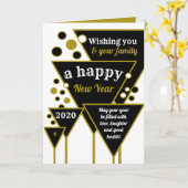 Gold Champagner, Neujahrsgrüße Karte (Gelbe Blume)