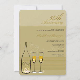 Gold Champagner Prost 50. Hochzeitstag Einladung