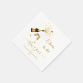 Gold Champagner Prost Neujahr Serviette (Ecke)
