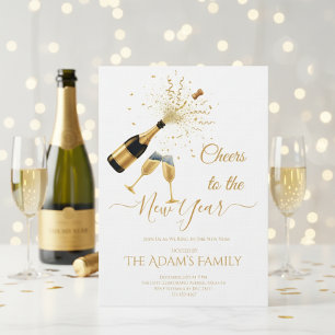 Gold Champagner Prost Neujahrsfeier Einladung