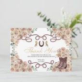 Gold Champagner Western Quinceanera Vielen Dank Dankeskarte (Stehend Vorderseite)