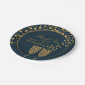 Gold Champagnerbläschen - Blau & Gold - Hochzeit Pappteller (Schrägansicht)