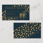 Gold Champagnerbläschen, Blau & Gold Hochzeitsdeta Begleitkarte (Vorne/Hinten)