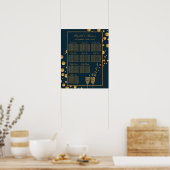 Gold Champagnerbläschen, Blue & Gold Seekarte Poster (Küche)