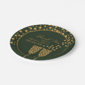 Gold Champagnerbläschen - Grün & Gold - Hochzeit Pappteller (Schrägansicht)