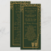 Gold Champagnerbläschen - Grün & Gold - Hochzeit Programm (Vorne/Hinten)