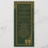 Gold Champagnerbläschen - Grün & Gold - Hochzeit Programm (Vorderseite)