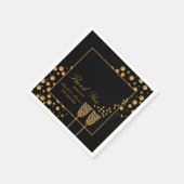 Gold Champagnerbläschen - Schwarz & Gold - Hochzei Serviette (Ecke)