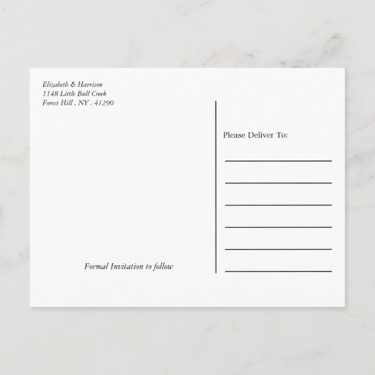 Gold Champagnerblasen, Black & Gold Save the Date Ankündigungspostkarte (Rückseite)