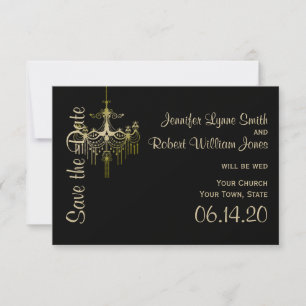 Gold Chandelier Posh Wedding speichern das Datum Save The Date