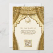 Gold Chandelier Vorhang Cream Moslem Hochzeit Einladung (Rückseite)