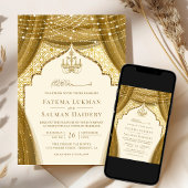 Gold Chandelier Vorhang Cream Moslem Hochzeit Einladung