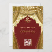 Gold Chandelier Vorhang Red Muslim Hochzeit Einladung (Rückseite)