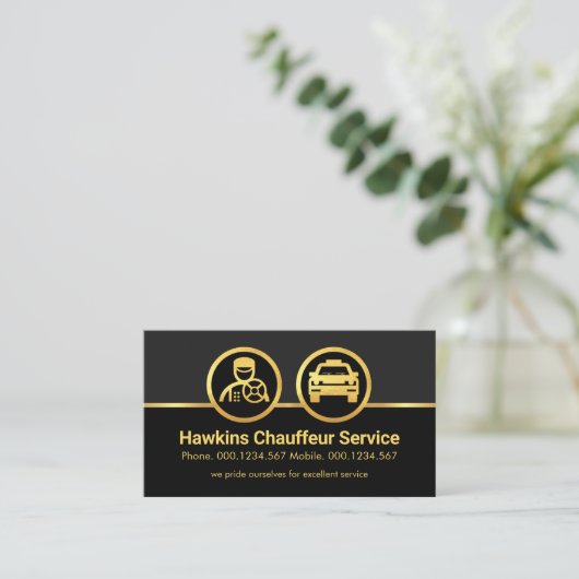 Gold Chauffeur Taxi Visitenkarte (Stehend Vorderseite)