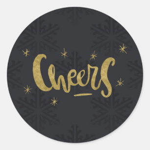 Gold CHEER Moderne Feiertage Winter Schwarze Schne Runder Aufkleber