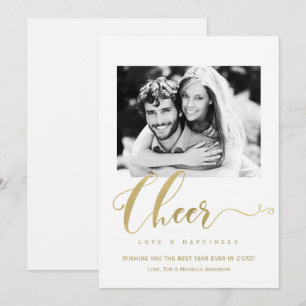 Gold Cheer Urlaubs-Neujahrs-Foto-Einladung Einladung